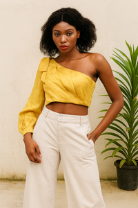 Thumbnail for Tussar Silk Stylist Asymmetric Crop Top