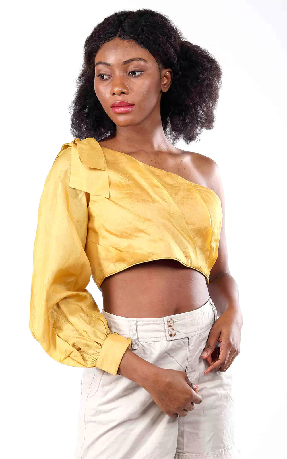 Tussar Silk Stylist Asymmetric Crop Top