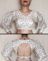Thumbnail for Tussar Silk Printed Smart 90's Blouse