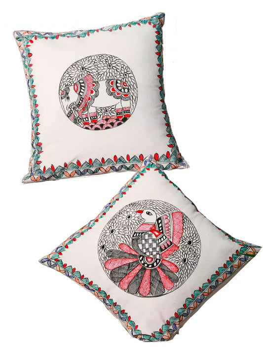 Hand Painted Madhubani Cushion Cover Pack Of 2