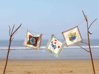 Thumbnail for Colorful Fish & Lotus Motif Hand Painted Madhubani Art Cushion Cover Pack Of 3