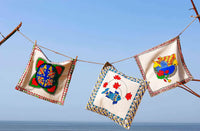 Thumbnail for Colorful Fish & Lotus Motif Hand Painted Madhubani Art Cushion Cover Pack Of 3