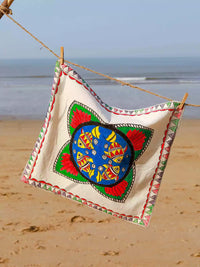 Thumbnail for Colorful Fish & Lotus Motif Hand Painted Madhubani Art Cushion Cover Pack Of 3