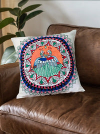 Thumbnail for Madhubani Handmade Peacock Art Cushion Covers Pack Of 3