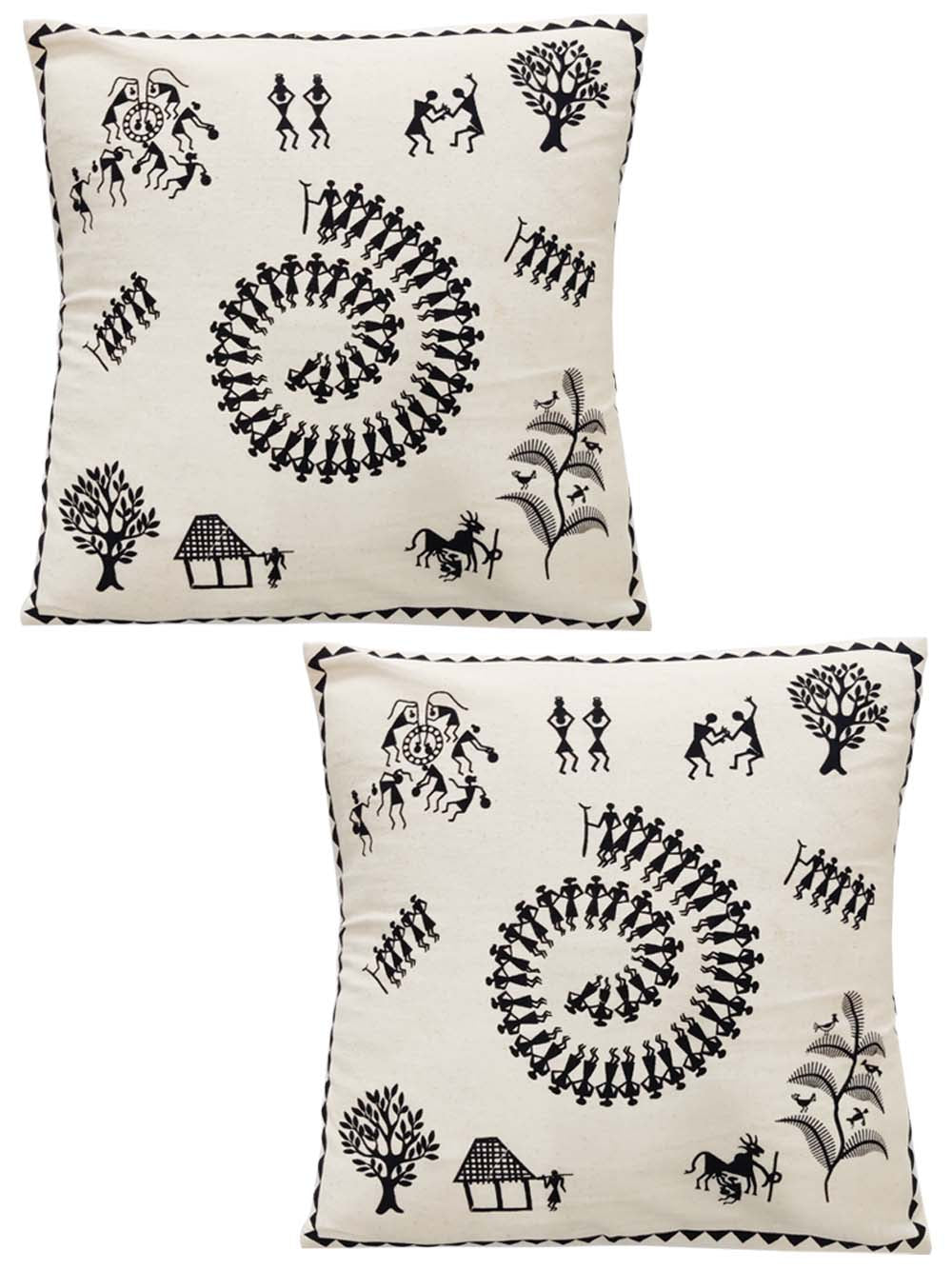 Warli Art Cushion Cover Pack Of 2