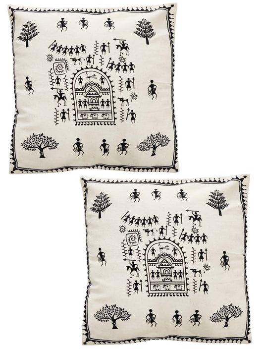 Warli Printed Cushion Cover Pack Of 2