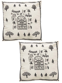 Thumbnail for Warli Printed Cushion Cover Pack Of 2