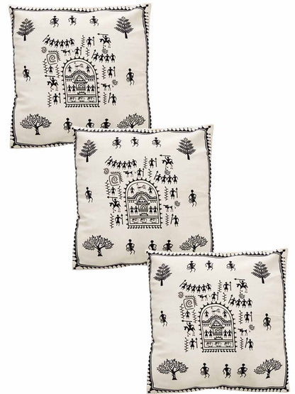 Warli Art Printed Cushion Cover Pack Of 5