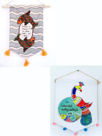 Thumbnail for Set of 5 Madhubani Hand Painted Boho Home Decor Wall Hanging