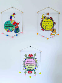 Thumbnail for Set of 5 Madhubani Hand Painted Boho Home Decor Wall Hanging