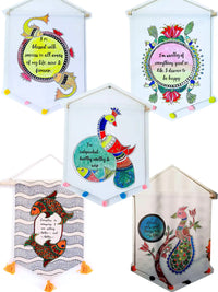 Thumbnail for Set of 5 Madhubani Hand Painted Boho Home Decor Wall Hanging