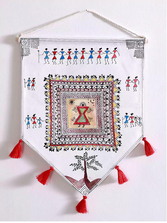 Hand Painted Warli Vishnu Design Wall Hanging