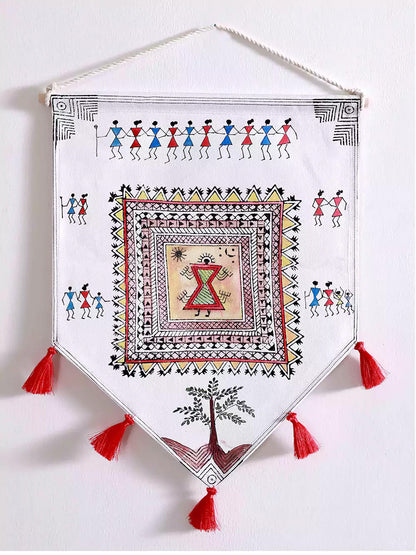 Boho Decor Hand Painted Affirmation Warli Wall Hanging Set of 3