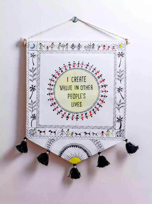 Hand Painted Affirmations Warli Wall Hanging