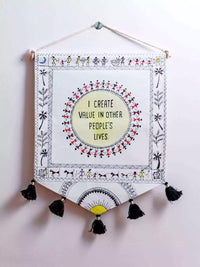 Thumbnail for Warli Hand Painted Artwork Wall Hanging Affirmations Wall Decor