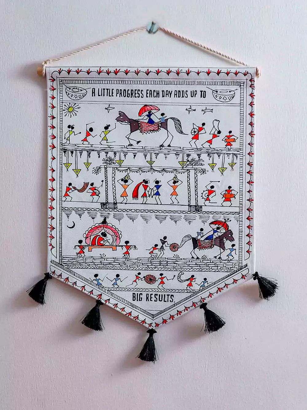 Boho Decor Hand Painted Warli Wall Hanging Set of 5