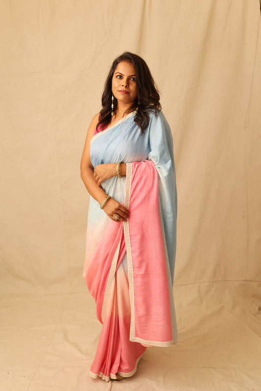 Soothing-Multi-Color-Ombre-Pure-Cotton-Saree-with-Lace-Border-Detail