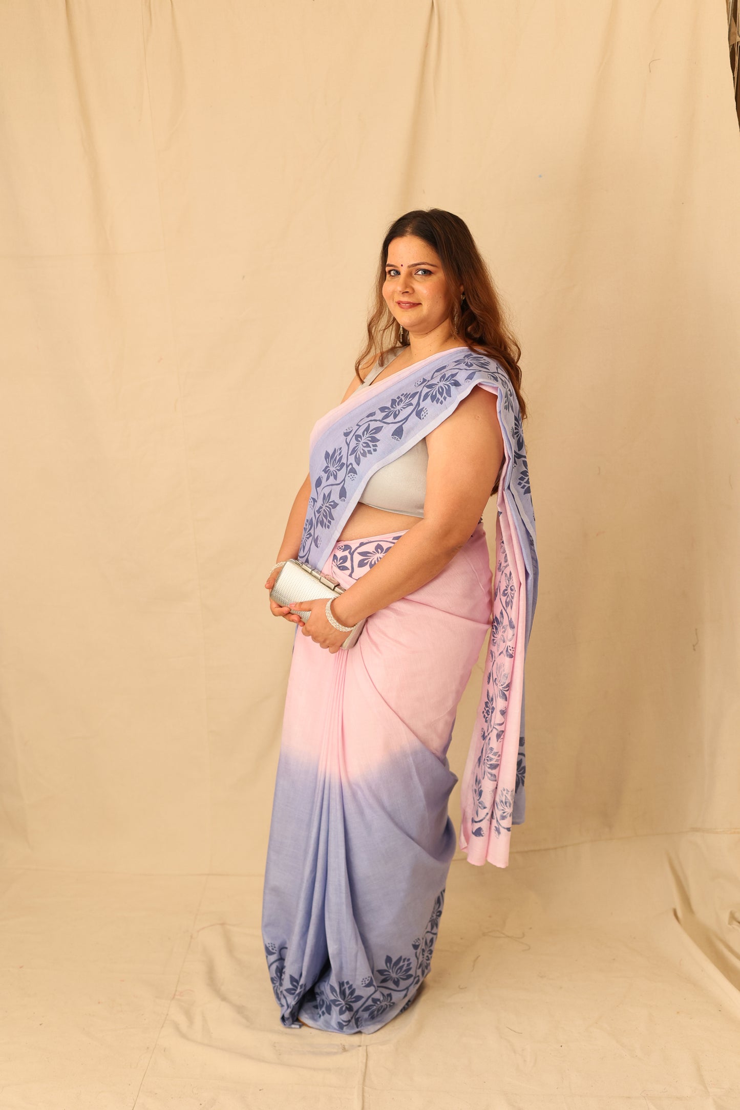 Royal Ombre Pure Cotton Border Printed Saree