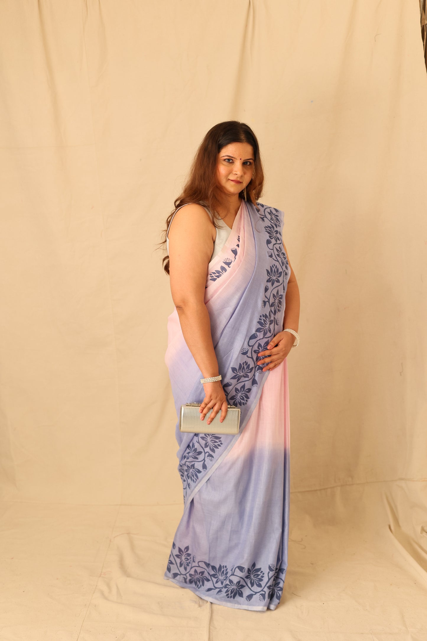 Royal Ombre Pure Cotton Border Printed Saree