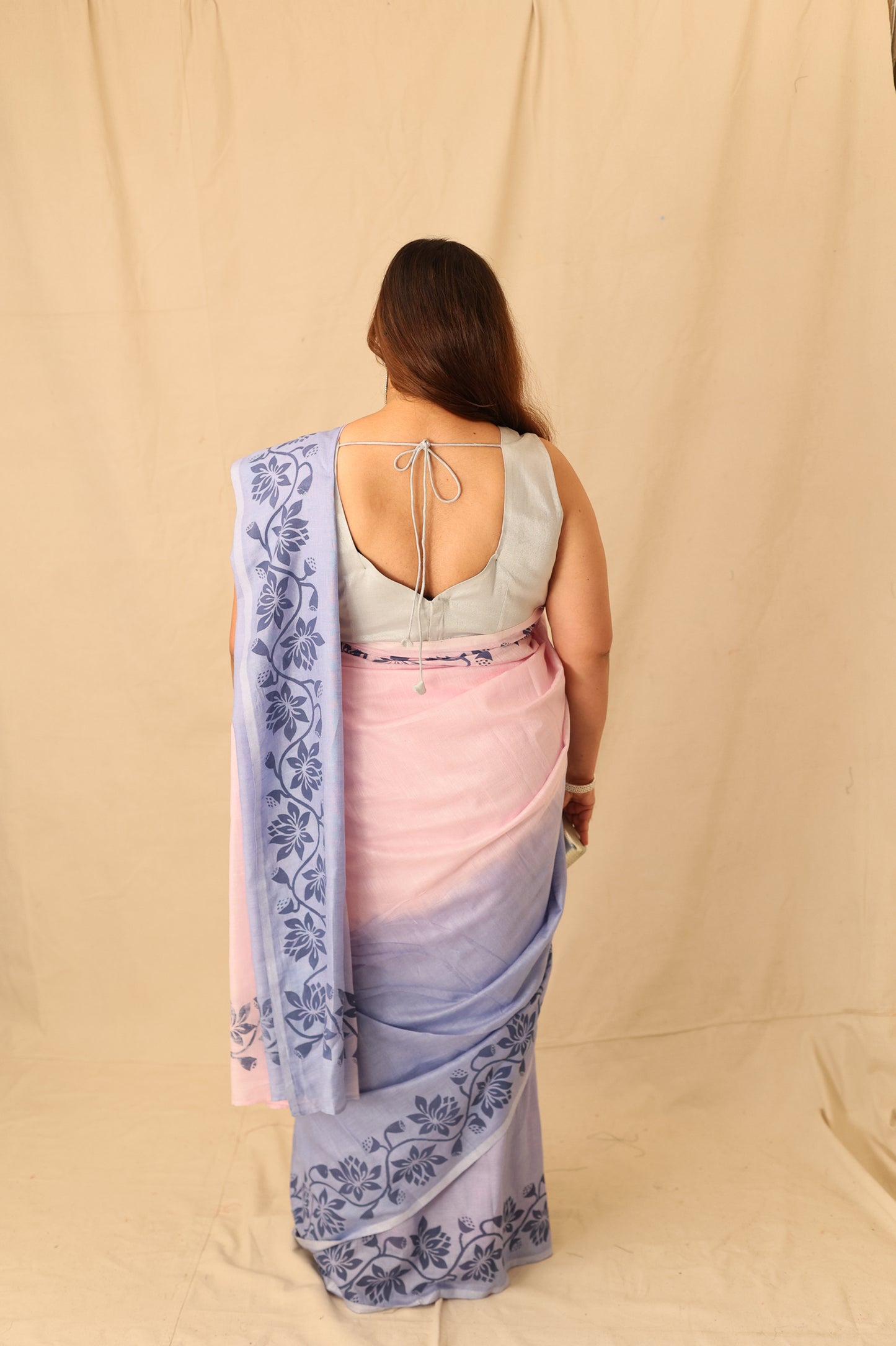 Royal Ombre Pure Cotton Border Printed Saree