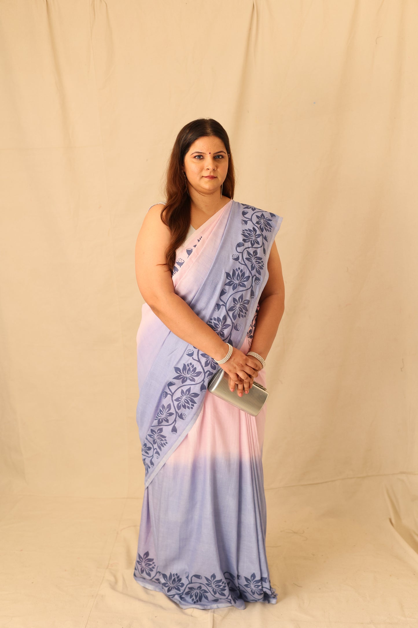 Royal Ombre Pure Cotton Border Printed Saree