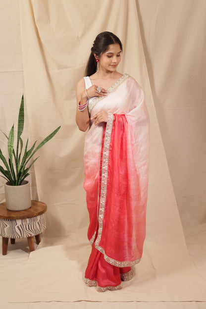 Royal Ombre Tussar Silk Saree with Pearl Border