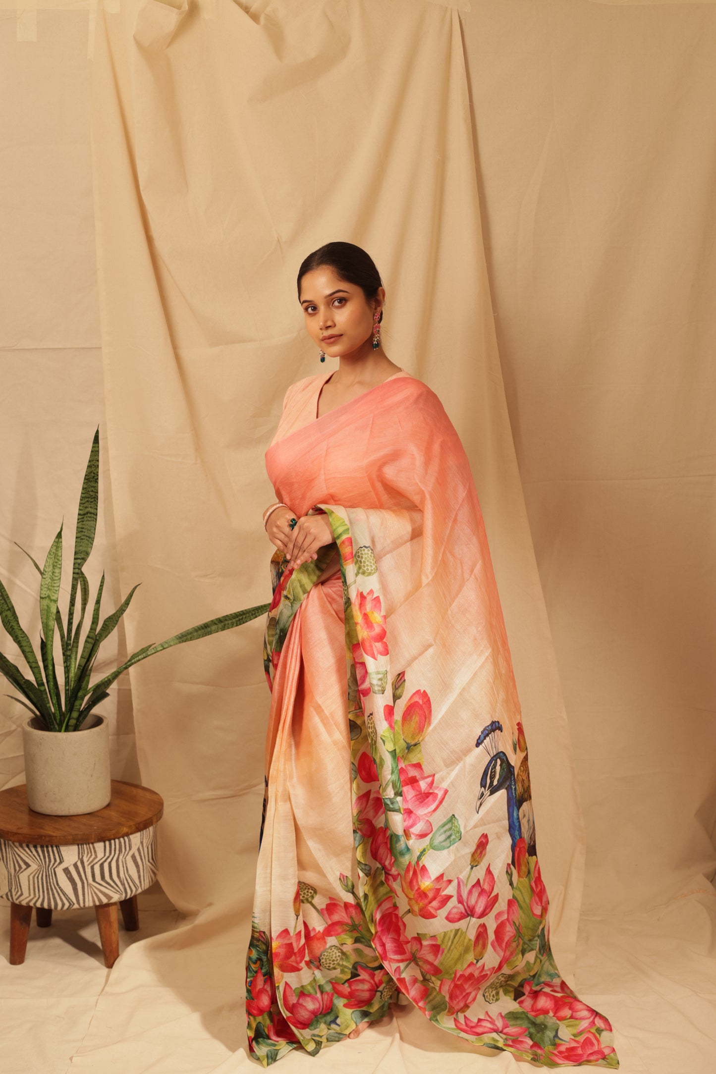 Lotus & Peacock Symphony Saree