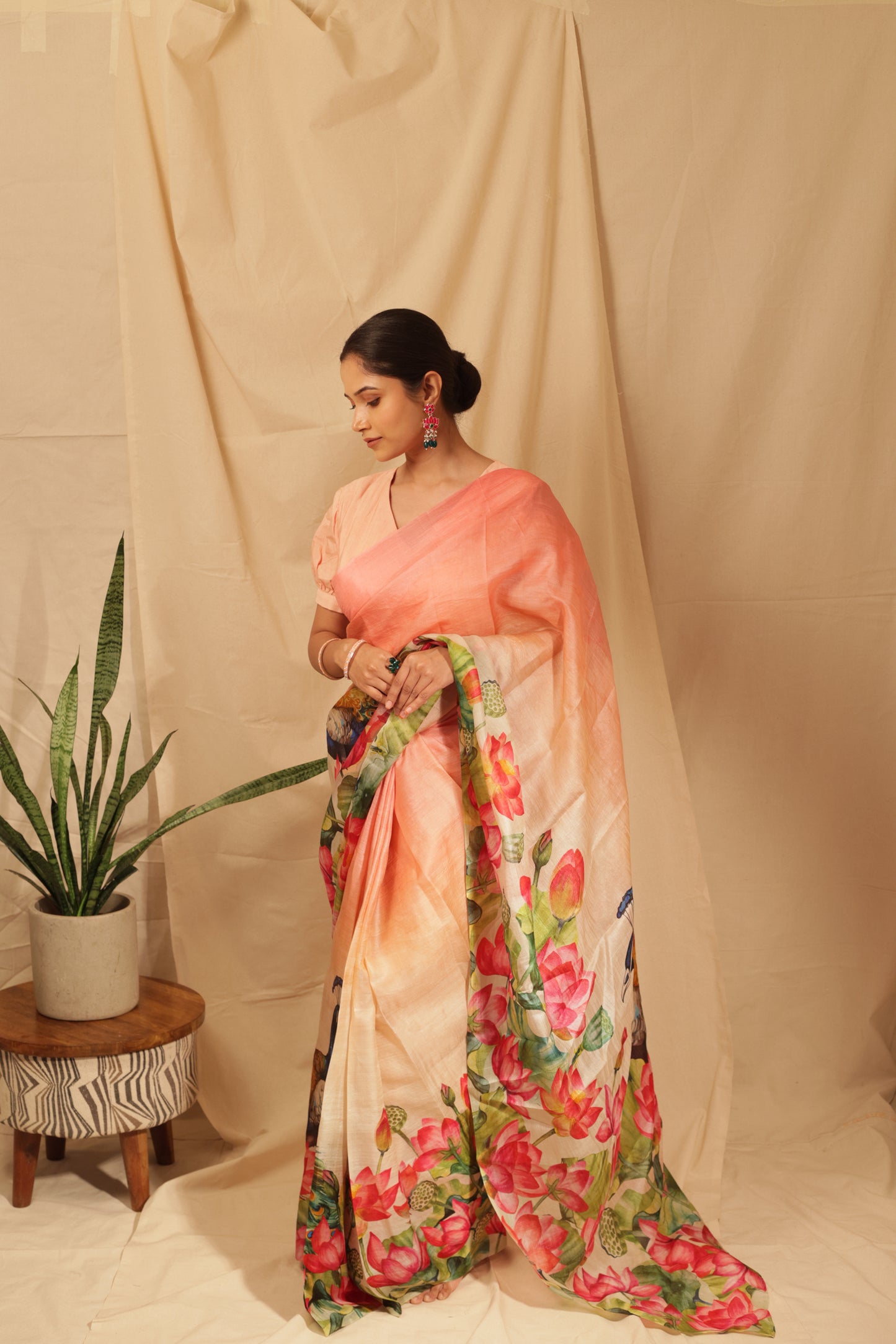 Lotus & Peacock Symphony Saree