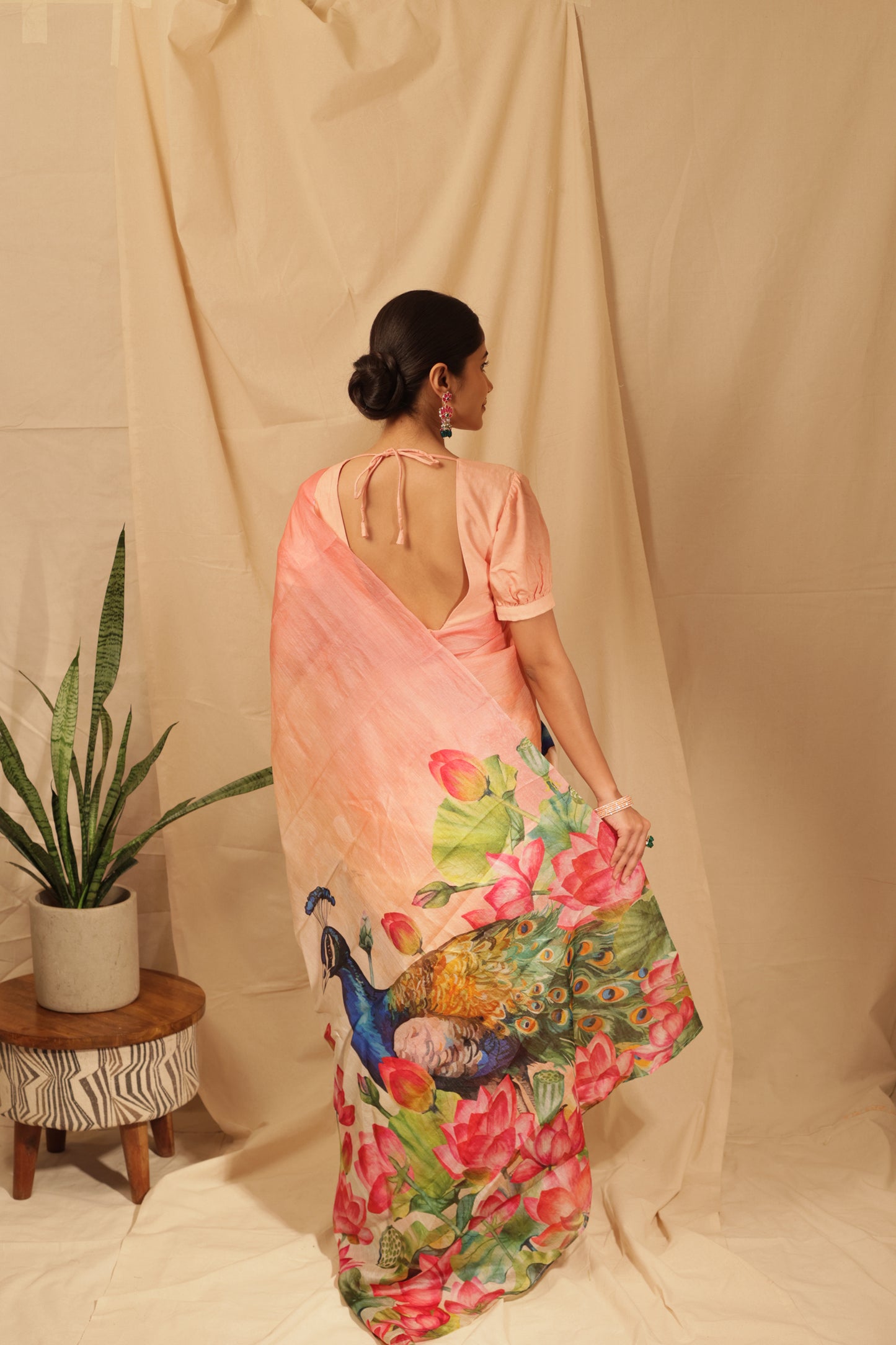 Lotus & Peacock Symphony Saree