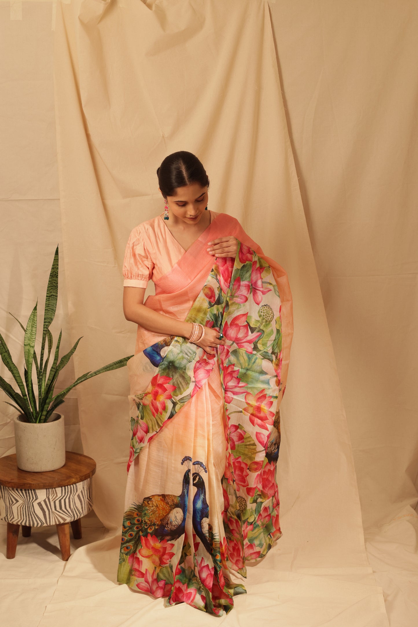 Lotus & Peacock Symphony Saree