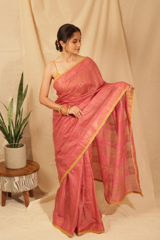 Joyful Festive Floral Tussar Saree