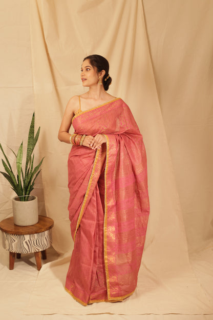 Joyful Festive Floral Tussar Saree