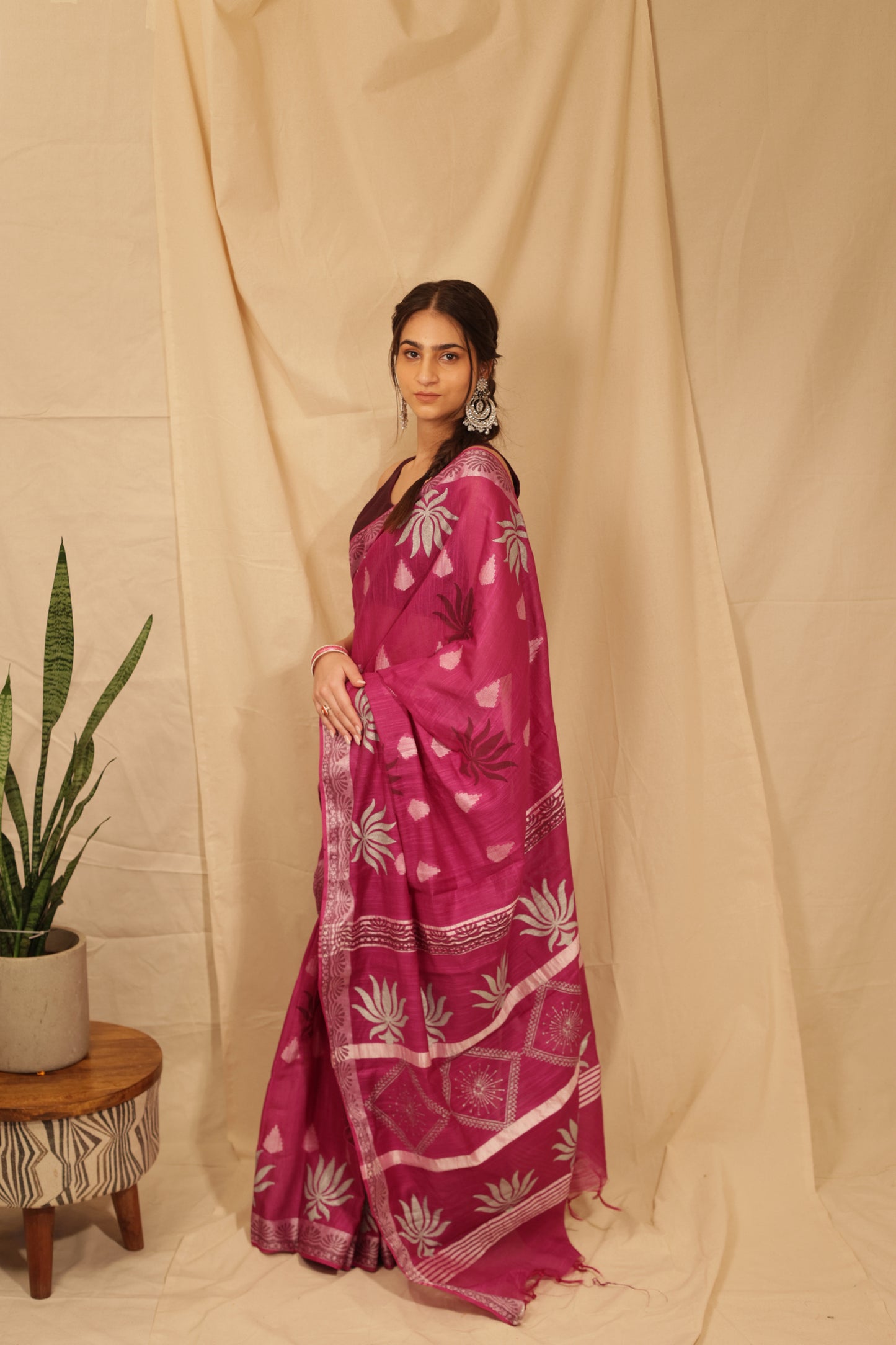 Gorgeous Silver Lotus Saree