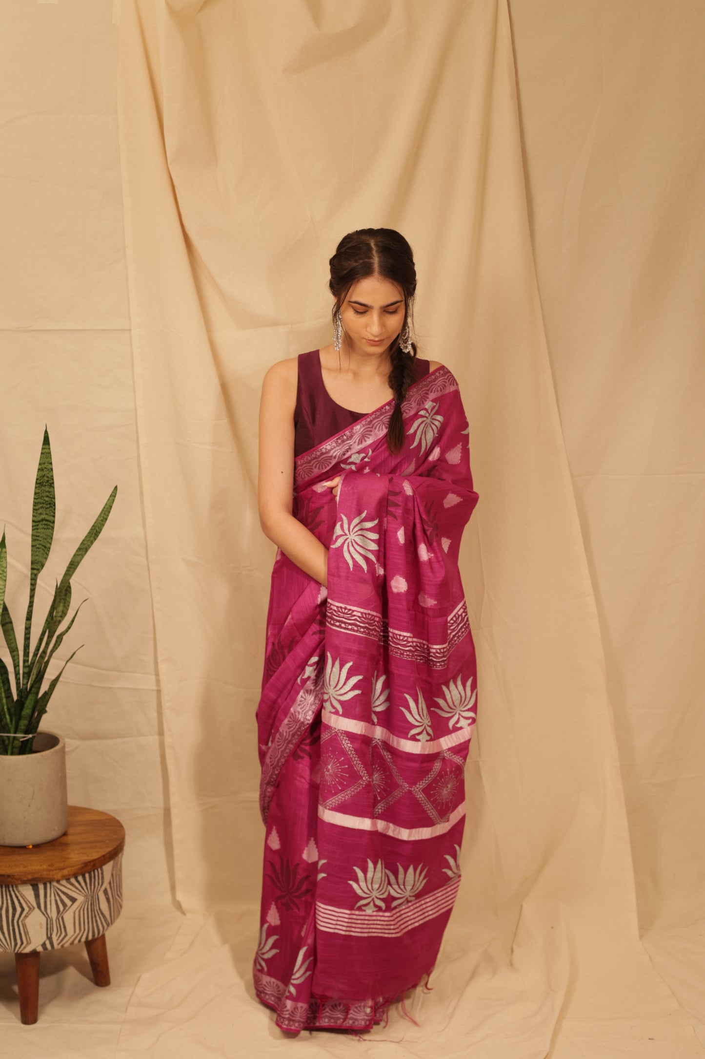 Gorgeous Silver Lotus Saree