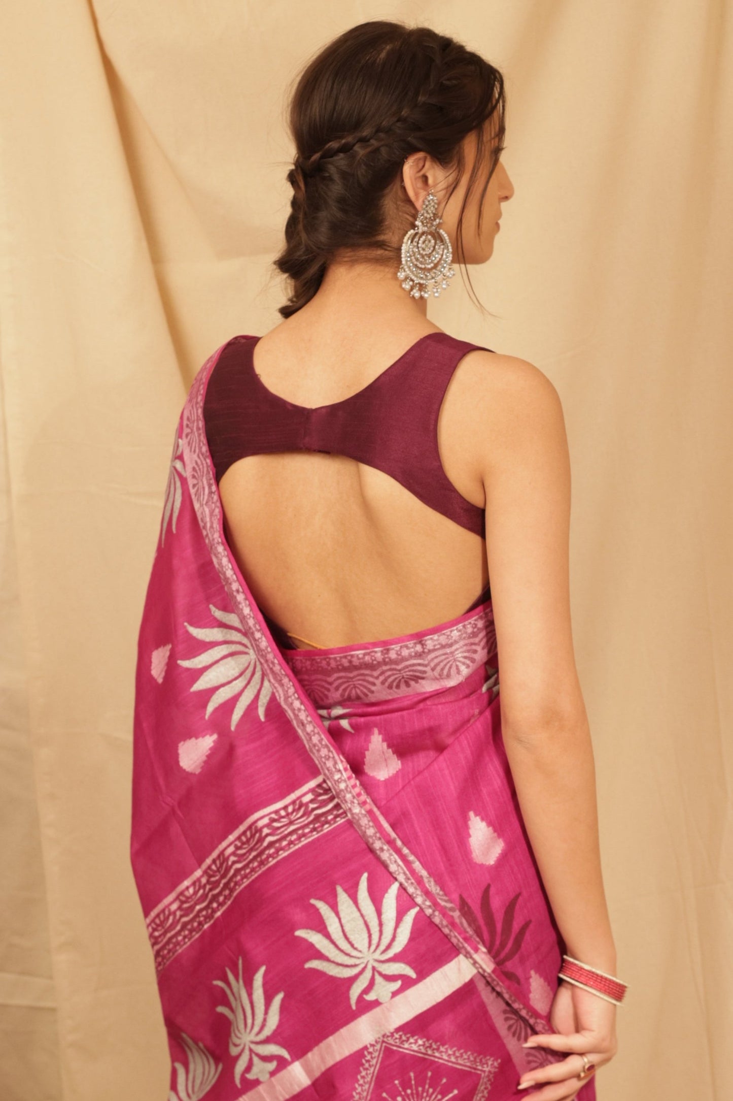 Daring Dark Wine Backless Blouse