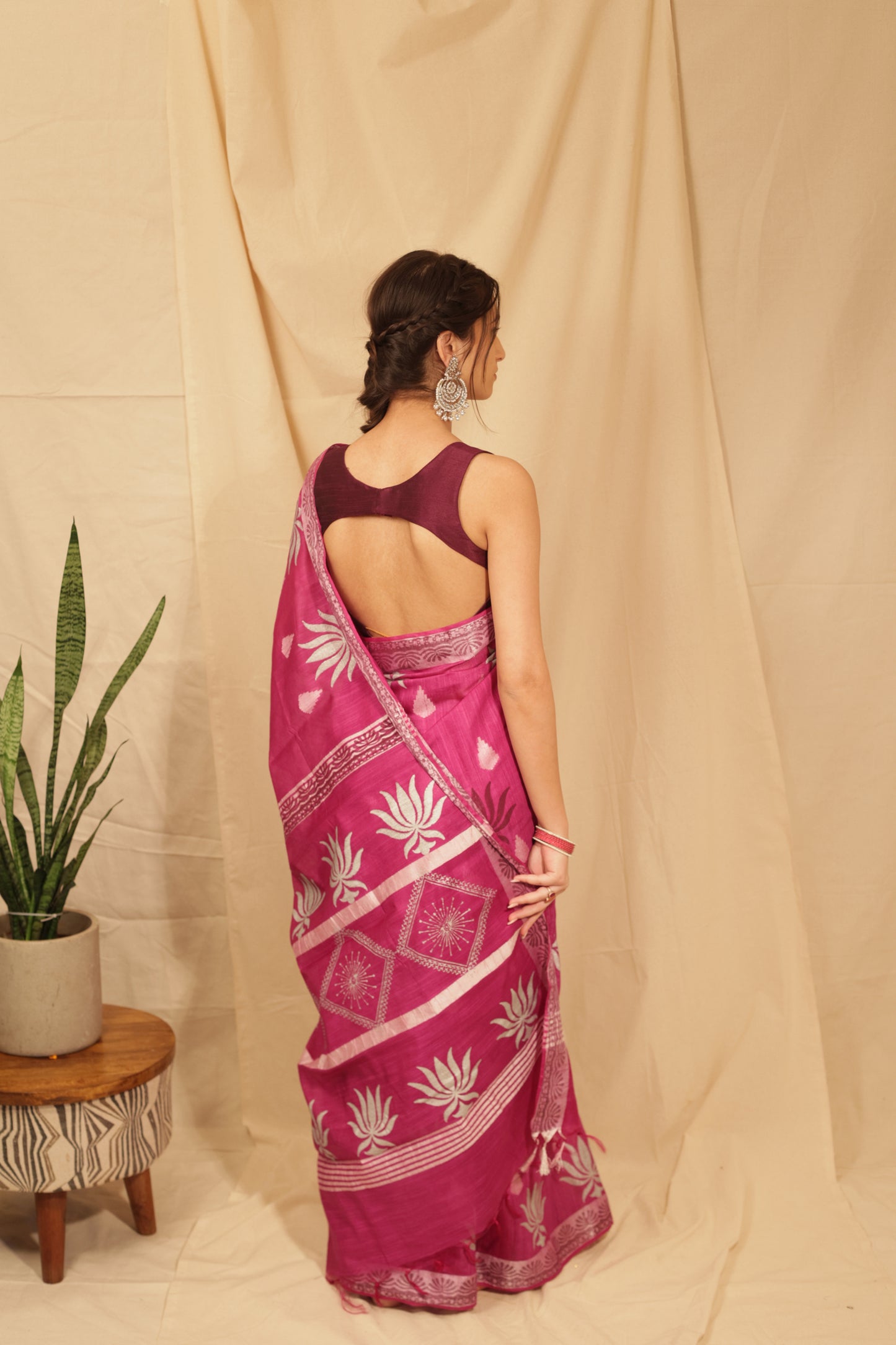 Gorgeous Silver Lotus Saree