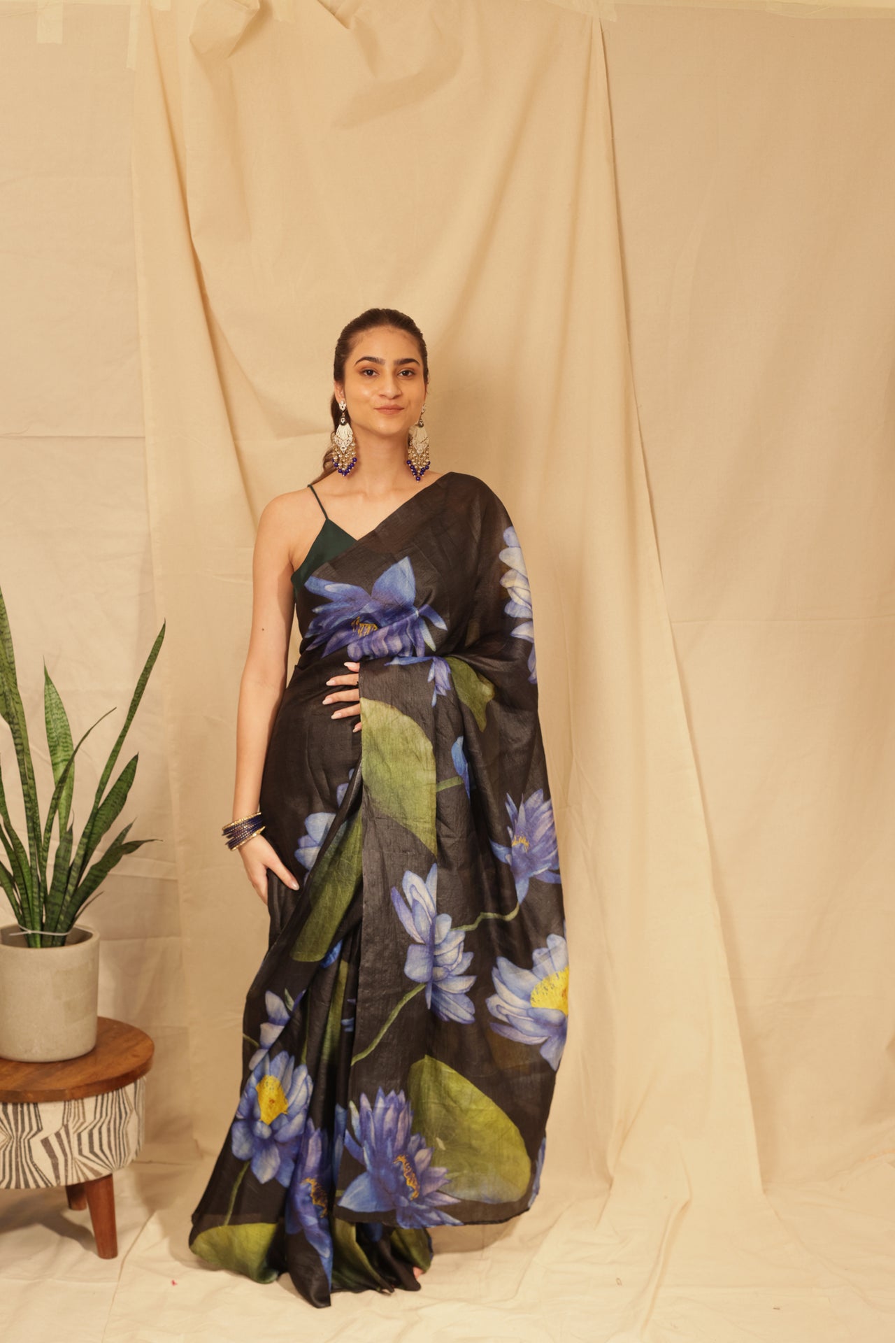 Tusser Silk Modern Floral Saree