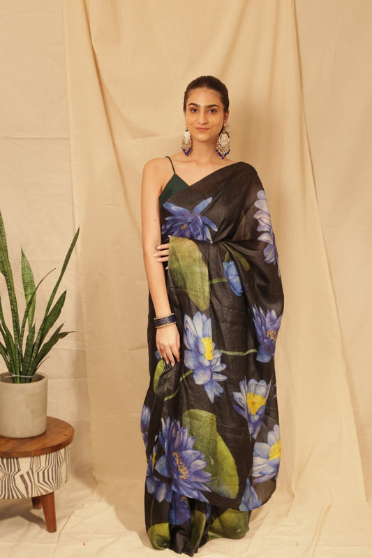 Tusser Silk Modern Floral Saree