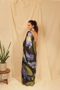 Thumbnail for Tusser Silk Modern Floral Saree