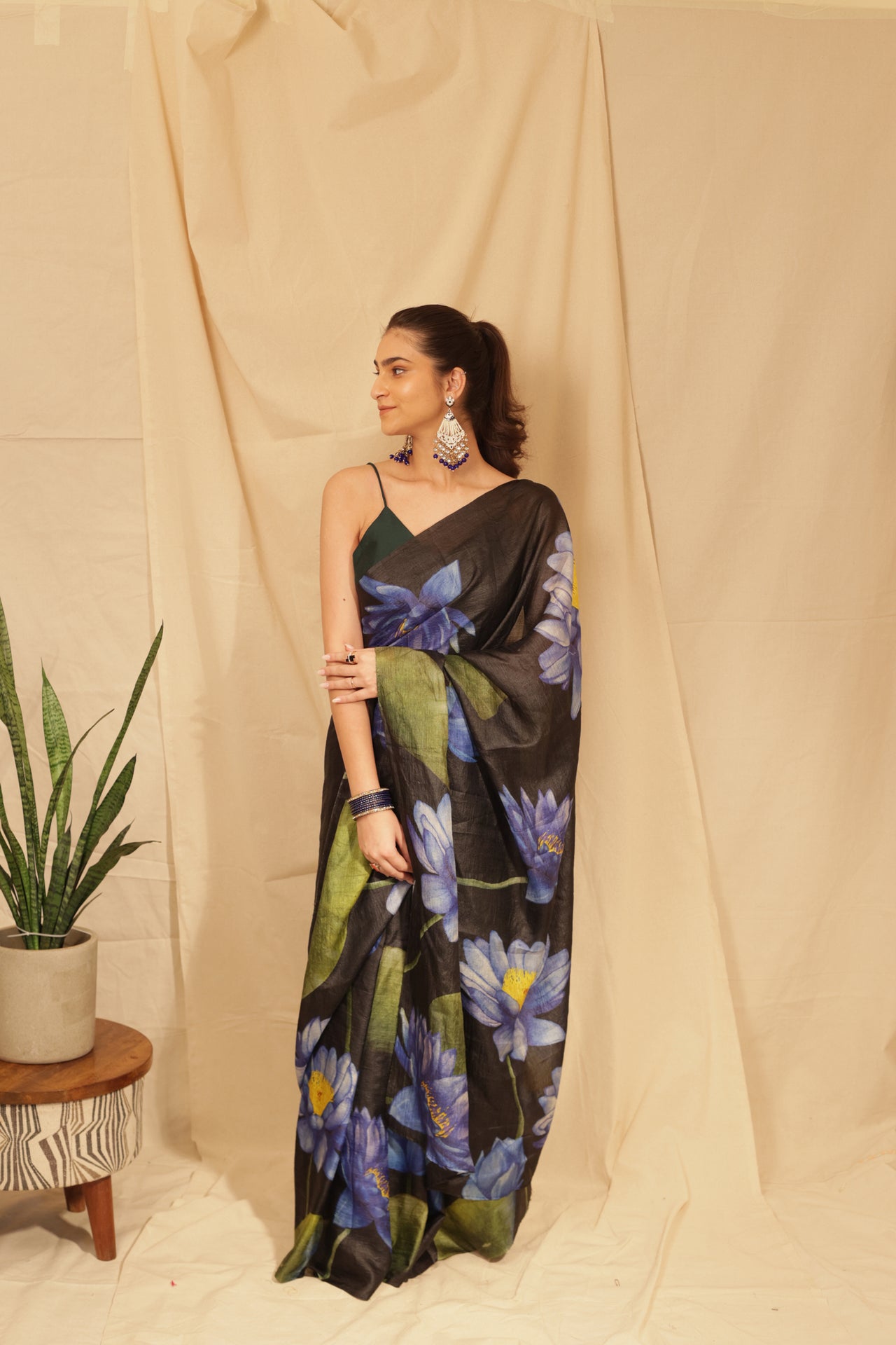 Tusser Silk Modern Floral Saree