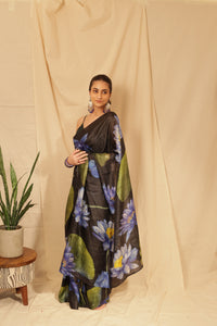 Thumbnail for Tusser Silk Modern Floral Saree