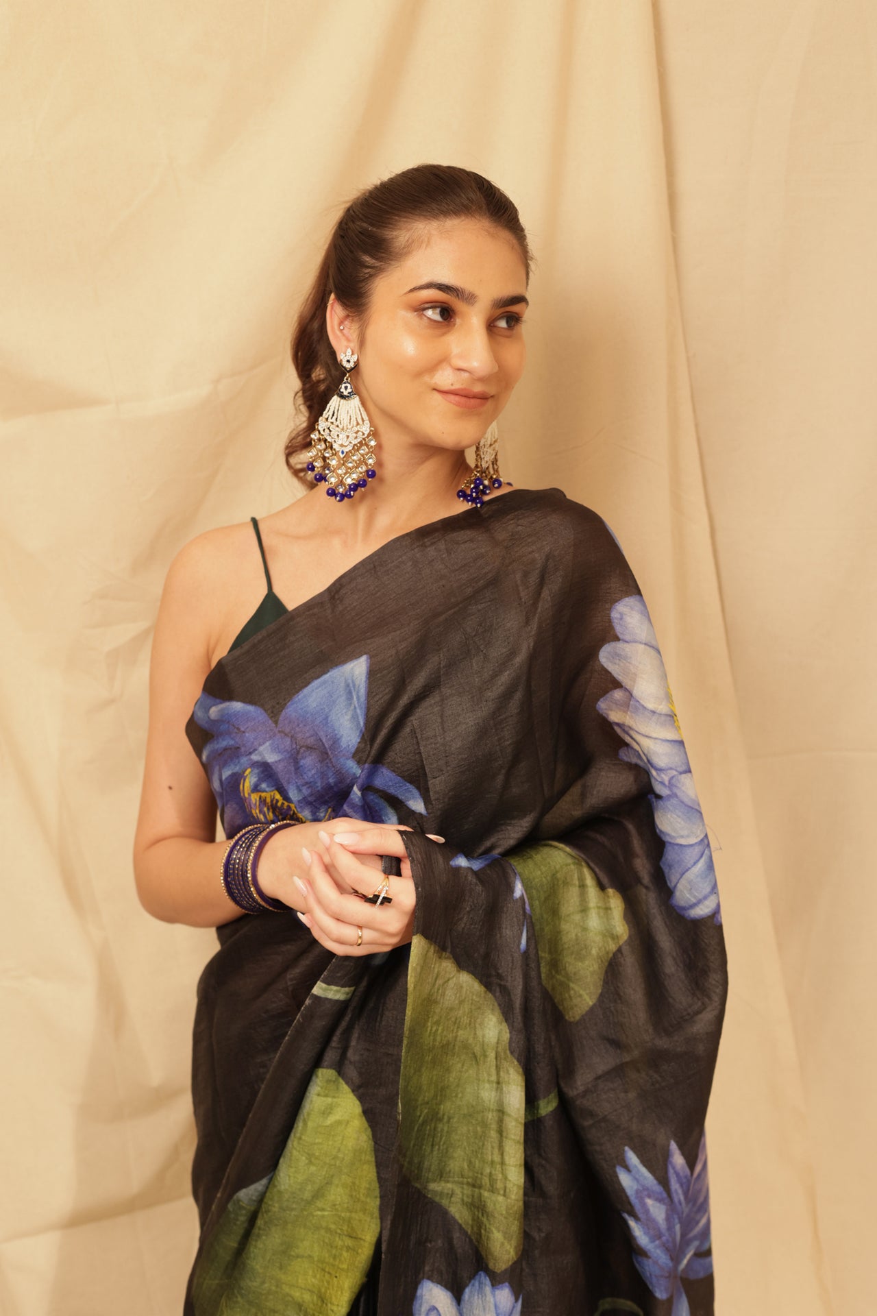 Tusser Silk Modern Floral Saree