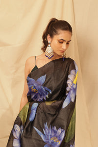 Thumbnail for Tusser Silk Modern Floral Saree