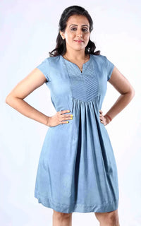 Thumbnail for Tussar Staple Cap Sleeve A-Line Tunic
