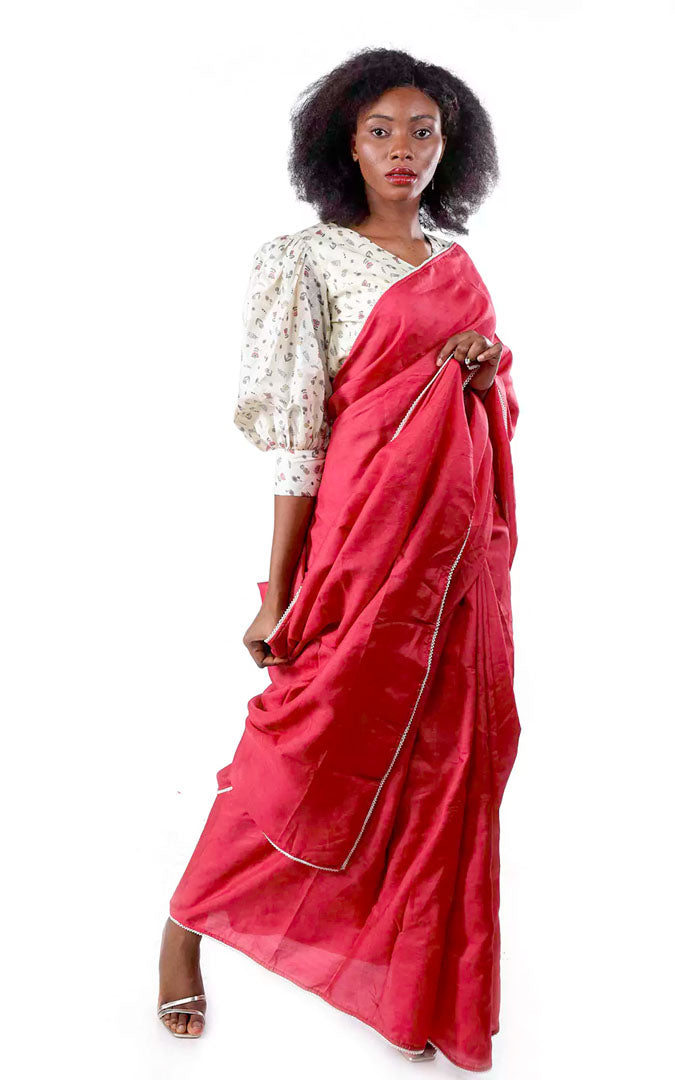 Classic Red Tussar Silk Saree